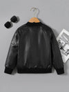 Kids' Stylish Black Jacket - Long Sleeve, Zip-Up, Crew Neck, Perfect for Spring/Fall Outdoor Activities, Casual Streetwear, and Casual Attire HJ6210H