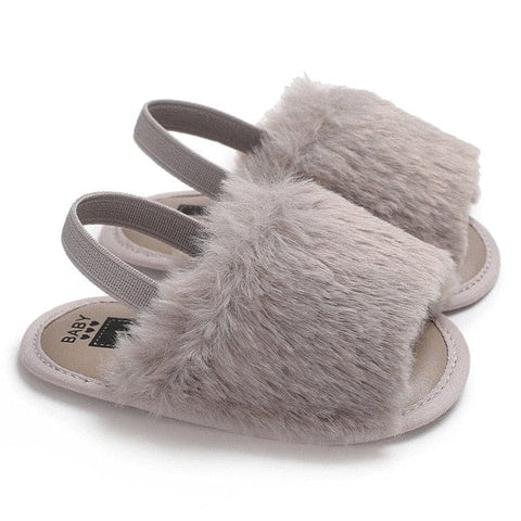 Gray Baby Fashion Fur Slippers SLP8014D