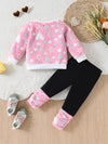 Pink Love Star Plush Cute Girls' Baby Long Sleeve Long Pants Spring and Autumn Outerwear Two-piece Set FD6405I