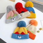 Beige Color Baby Winter Cute Pompom Bear Knitted Woolen Warm Cap CP5075C