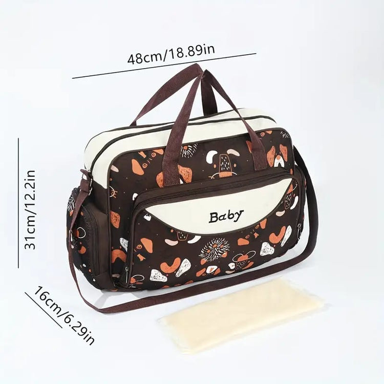 Brown Large Capacity Lightweight Mom Waterproof Diaper Bag BG5554A