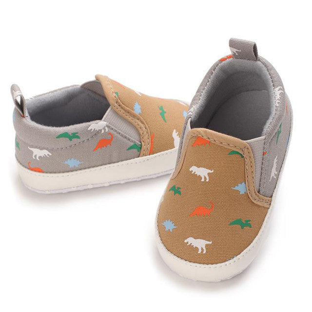 Baby Canvas Shoes Dinosaur Print Crib Shoes Casual Classic Anti-Slip Booties BST91113A