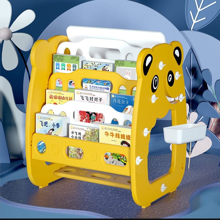 Yellow 2in1 Children Plastic Multifunctional Magnetic Drawing Bookshelf and Drawing Sketch Board BCP1039B