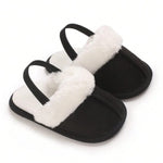 Black Cotton Plush Simple Fashion Versatile Fur Slippers SLP8015A