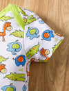5pcs Adorable Baby Boy's Cotton Romper Set - Cute Animal Patterns & Stripes, Machine Washable, Summer-Ready with Round Neckline - Vibrant Colors, Baby Boy Clothes, Perfect for Outdoor BS6098J