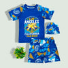 Navy Blue Shirt & Short Swimsuit 2 PCs Set with Cap SWM6155B