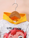 Cozy Lion Print Hoodie & Pants Set for Boys - Soft Polyester Blend, Machine Washable - Perfect for Fall/Winter, Perfect for Outdoor HJ6208H