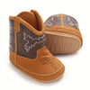Infant Girls' Embroidered Cowboy Boots, Casual Mid-Calf Western Style Booties, Solid Color PU Upper, Fabric Lining, Rubber Sole, with Adjustable Strap Closure SH7164C