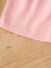 Girls' Elegant V-Neck Top + Drawstring Pants, Perfect for Outdoor FD6124H