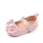 Pink Ribbon Bow Solid Color Hook Loop Baby Girls Casual Shoes SH7105C