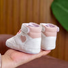 White & Pink Baby Girl Booties BTS9124B
