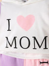 2 Baby Girl Casual "I LOVE MOM" Printed Hooded Tops + "I LOVE DAD" Printed Shorts Children's Summer Outfit Set, Perfect for Outdoor FD6127G
