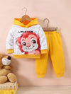 Cozy Lion Print Hoodie & Pants Set for Boys - Soft Polyester Blend, Machine Washable - Perfect for Fall/Winter, Perfect for Outdoor HJ6208H