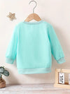 Emerald Baby Girl's New Sweatshirt For Winter/Autumn, Cartoon Owls Giraffe Butterfly Pattern Print Long Sleeve Crew Neck Top SS6096B