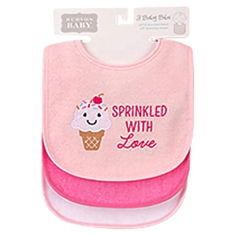 HB Sprinkled with Love Pack of 3 Terry Drooler Bibs BB2028