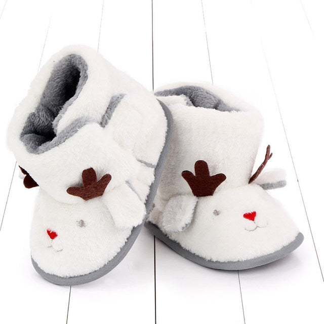 White Infant Fleece Warm Winter Shoes SH7128B