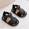 JF Matte Jet Black Summer Rubber-Sole Sandals for Boy SDL7595A