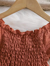 Girls' Brown New Summer Bubble Sleeve Plain Color Dress with Cute Hat Two-piece Set Princess Dress FD6111G