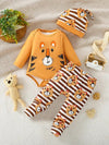 Newborn Lion Print Long Sleeve Onesie and Lion Print Long Pants with a Hat BS6140I