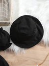 Girls' Black New Summer Bubble Sleeve Plain Color Dress with Cute Hat Two-piece Set Princess Dress FD6111C