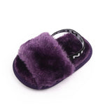 Purple Back Stripes Heart Fur Slippers SLP8002D