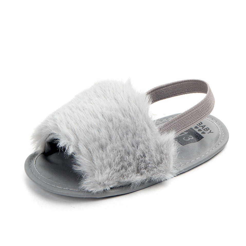 Gray Fur Slipper SLP8003D