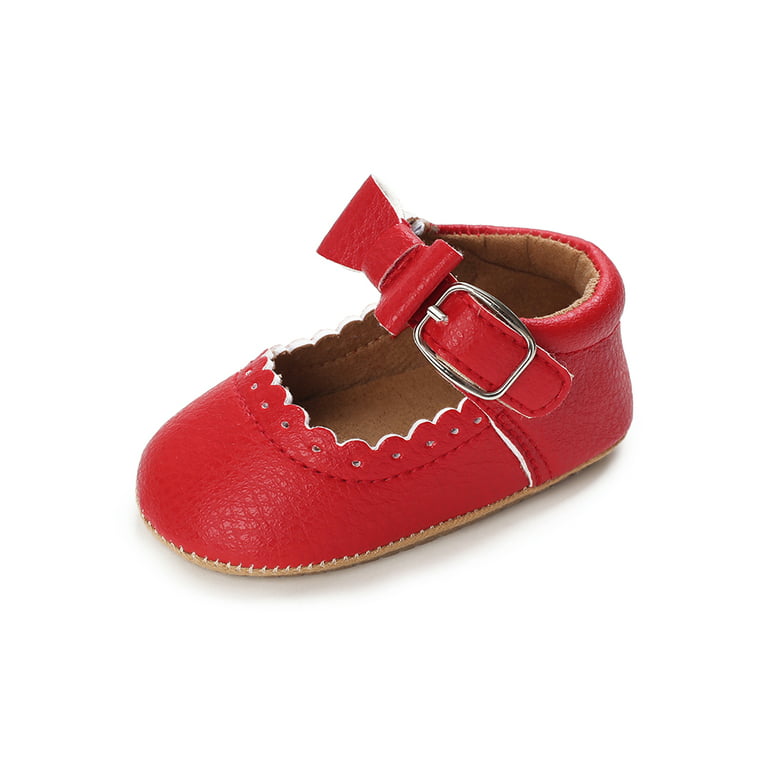 Baby Girls Red Bow Buckle Comfortable Shoes SH7098D