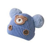 Blue Color Baby Bear Face Warm Winter Wool Cap (0 Months - 24 Months) CP5105D