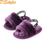 Purple Baby Girls Soft Sole Fur Slippers SLP8013D