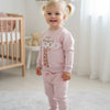 JF 2 PC Baby Pink Happy Mood Autumn & Winter Terry Fabric Track Suit, Sweatshirt and Trouser Set TS6418B