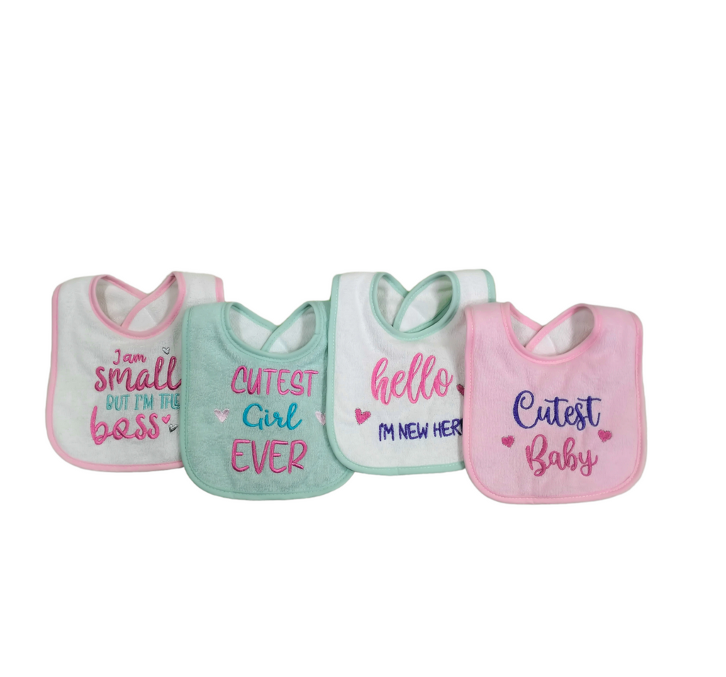 LL Cutest Girl Ever Pack of 4 Towel Bibs BB2022B