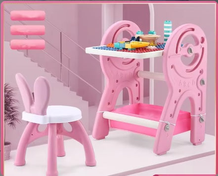 Pink Durable Quality Multi-Function Kindergarten Indoor Children Plastic Study Table and Chair Educational Toys BCP1028A