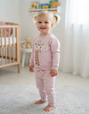 JF 2 PC Baby Pink Happy Mood Autumn & Winter Terry Fabric Track Suit, Sweatshirt and Trouser Set TS6418B