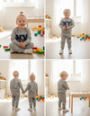 JF 2 PC Grey NY Autumn & Winter Terry Fabric Track Suit, Sweatshirt and Trouser Set TS6418H