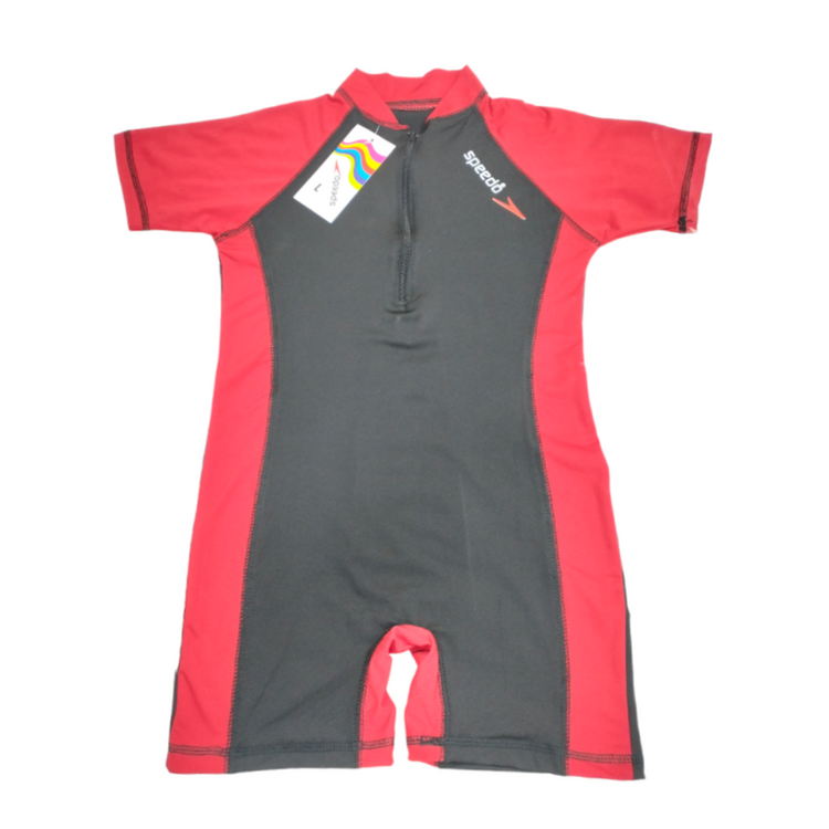 Red & Black Swimming Costume Front Zipper for Girls SWM6051A