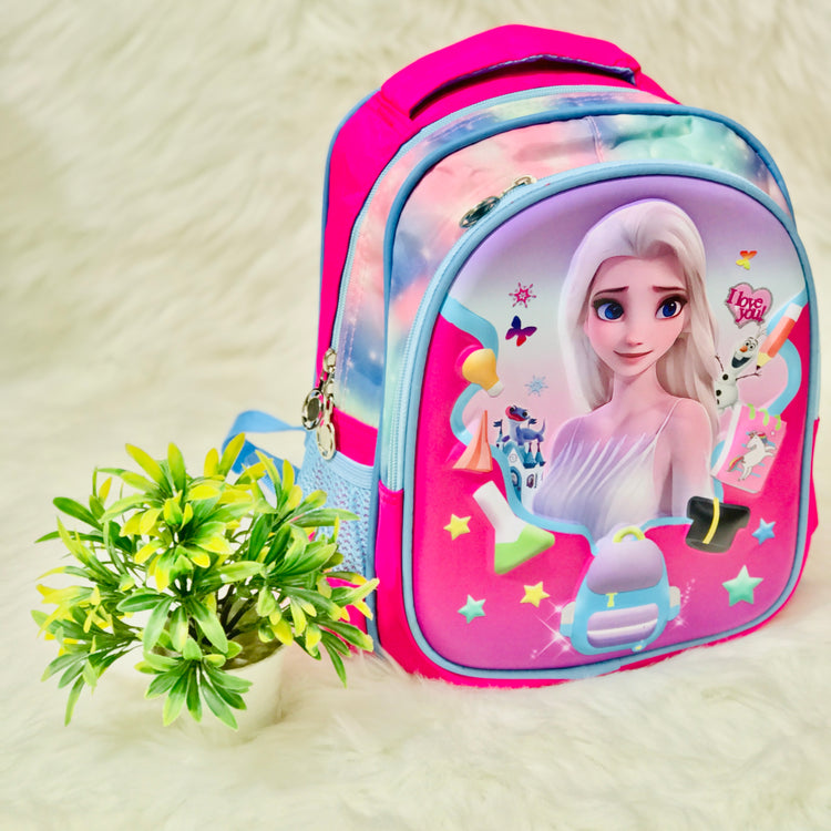 3D Embossed Elsa Backpack School Bag for Girls of Preschool, Prep and Nursery BG5532D