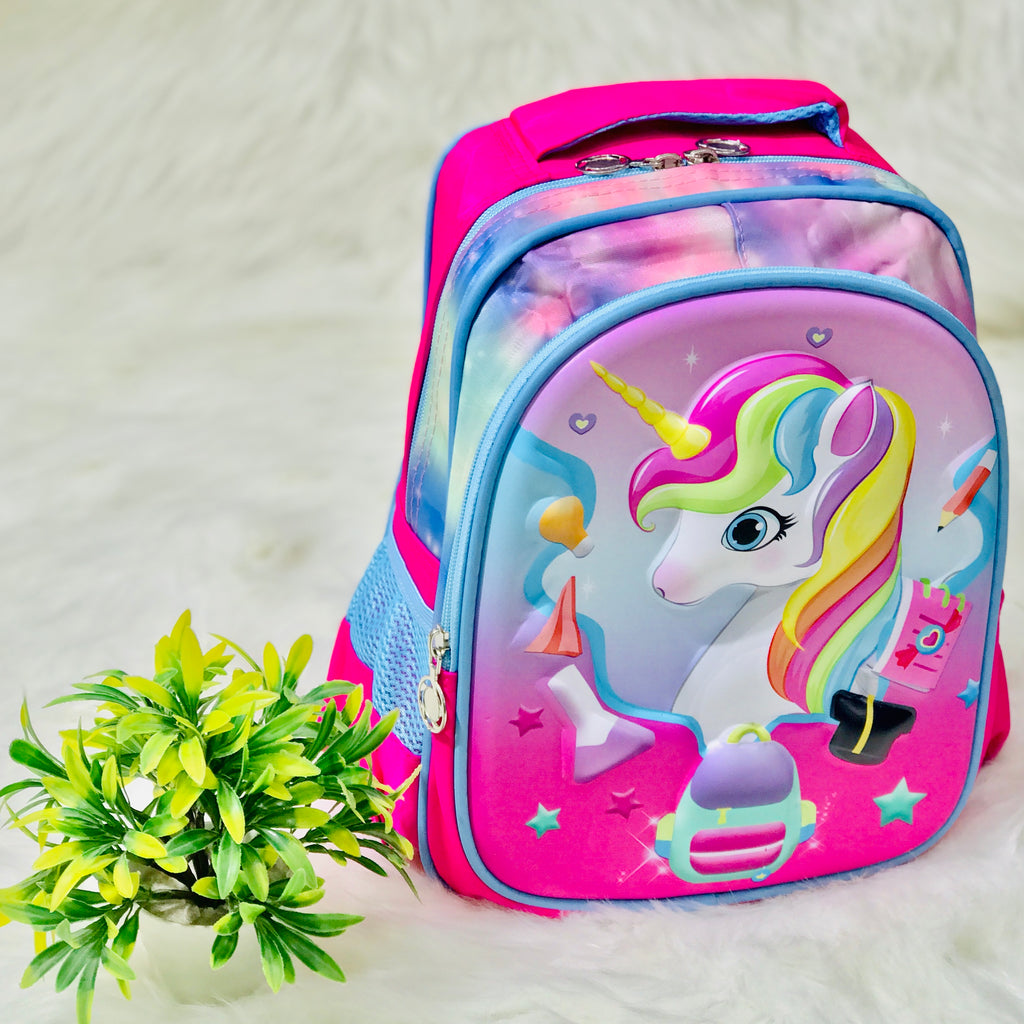 3D Embossed Unicorn Backpack School Bag for Girls of Preschool, Prep and Nursery BG5532H