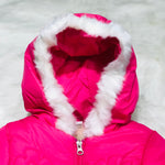 Girls Rabbit Pink Warm Inner Furr Hoodied Puffer Jacket HJ6206D