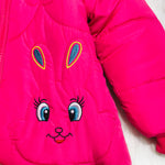 Girls Rabbit Pink Warm Inner Furr Hoodied Puffer Jacket HJ6206D