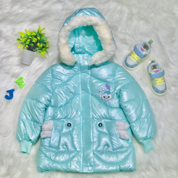 Girls See Green Warm Inner Furr Hoodied Puffer Jacket HJ6202A