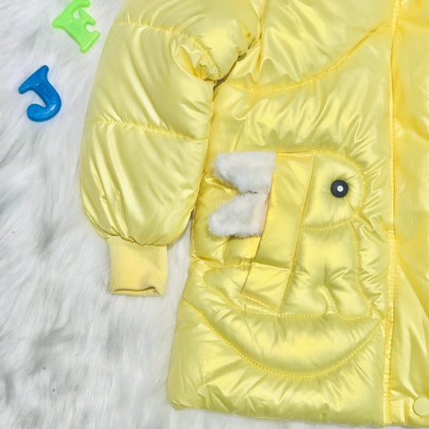 Girls Yellow Warm Inner Furr Hoodied Puffer Jacket HJ6202D