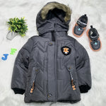 Boys Gray Warm Inner Furr Hoodied Puffer Jacket HJ6204B