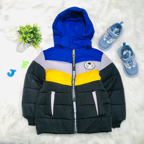 Boys Royal Blue & Black Warm Inner Furr Hoodied Puffer Jacket HJ6203A