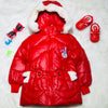 Girls Red Warm Inner Furr Hoodied Puffer Jacket HJ6202B