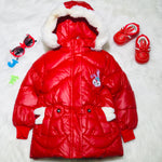 Girls Red Warm Inner Furr Hoodied Puffer Jacket HJ6202B