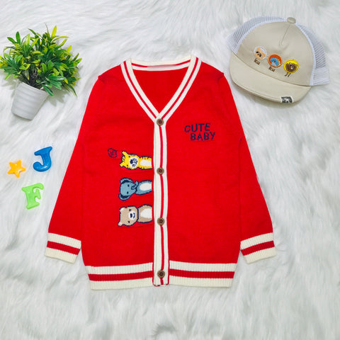 Red Color Baby Fashion Sweater Cardigan SC6308B