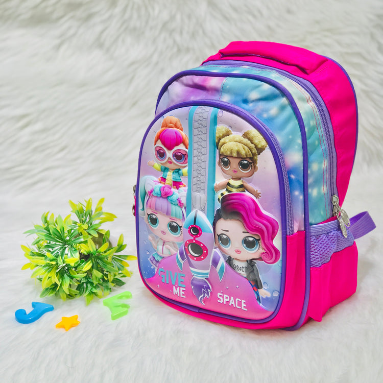 Premium Quality Backpack Pink Dolls School Bag for Girls of Preschool, Prep and Nursery BG5538B