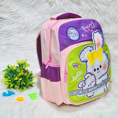 Green & Purple Girls Rabbit & Slogan Graphic Functional Backpack School Bag BG5540B