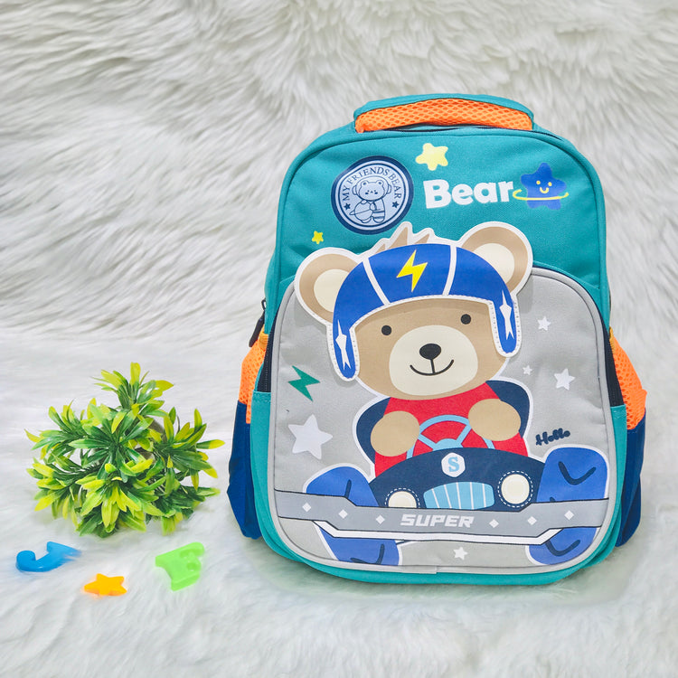 See Green Bear & Slogan Graphic Functional Backpack School Bag BG5540E