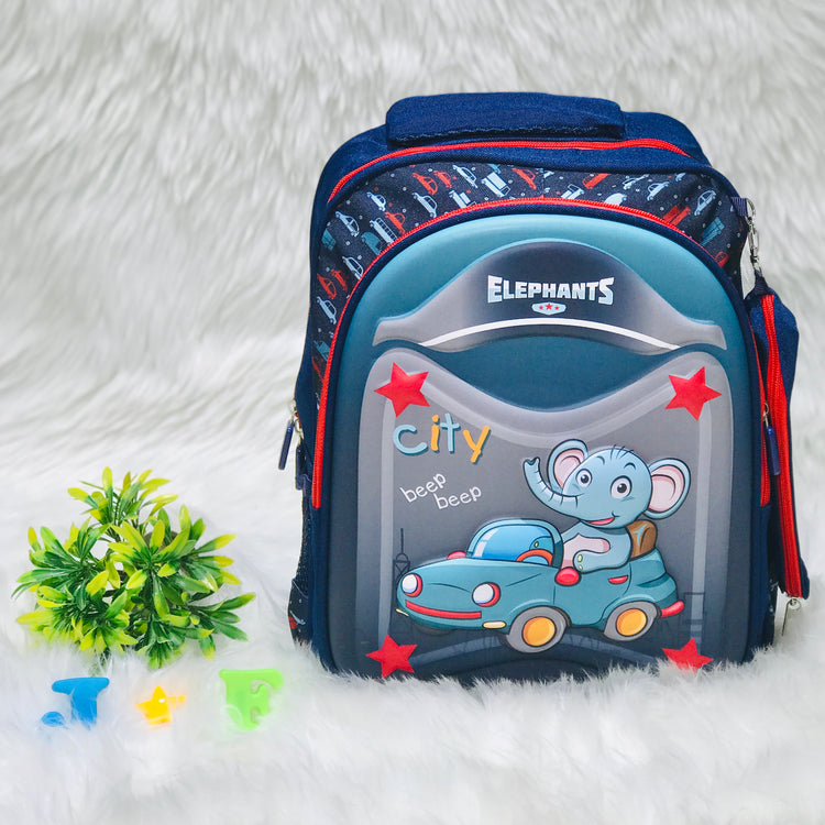 Navy Blue Elephant School Backpack With Pouch Bag 2 Pc BG5541D